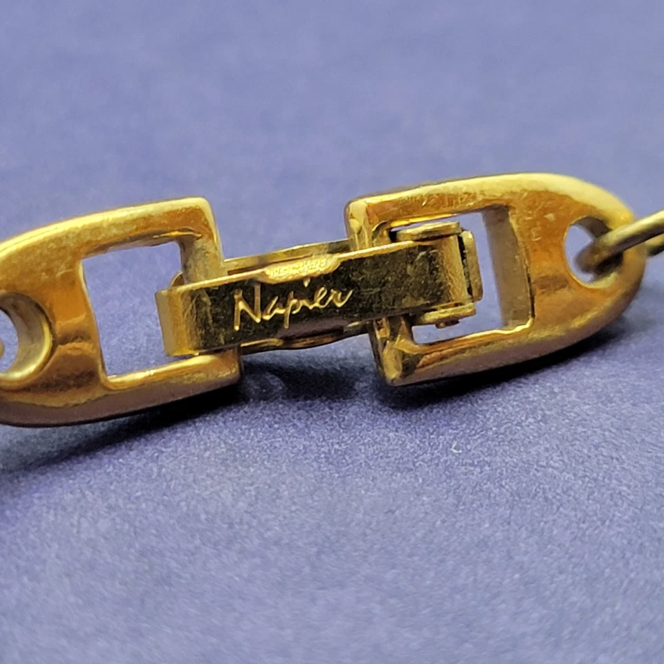 Collar Vintage Napier Crema Cuentas Tono Dorado Cadena Trenzado Retro 18 pulgadas Foto 3 de 4