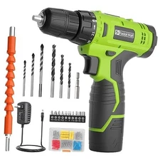 Cordless Drill Set,12V Power Drill Set with Battery and 12V Drill (Green)