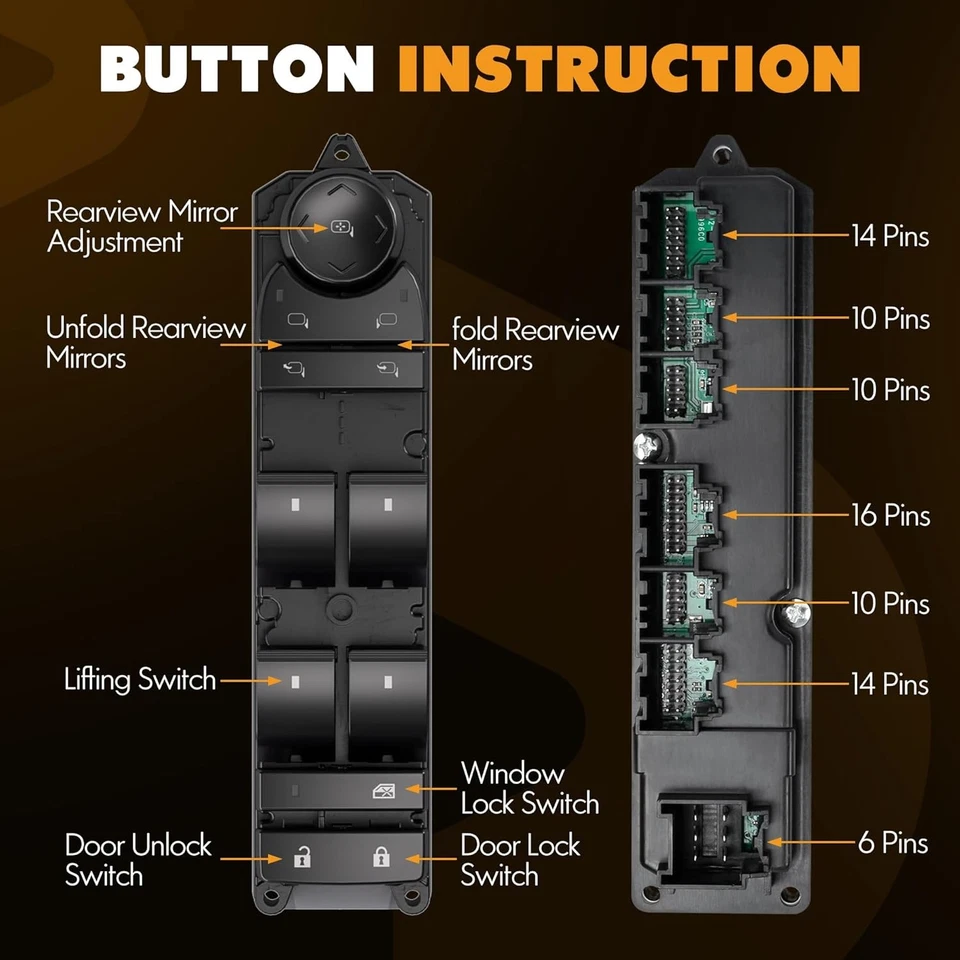 Driver Side Power Window Switch for 2007-2013 Chevrolet Avalanche 20835553 - Image 4 of 4
