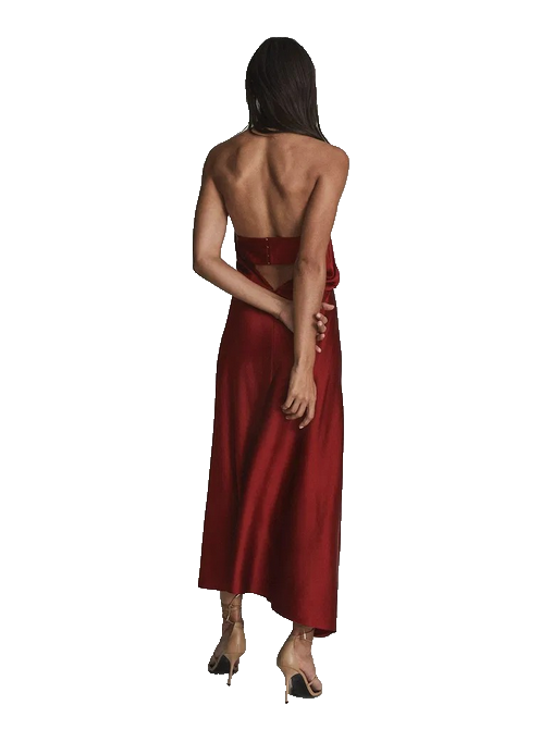 reiss lorena halter neck maxi dress 931 Satin Sz 10 $545 burgundy halter maxi dress summer