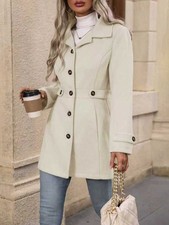 Women Coats Jackets Slim Fit Ladies Winter Warm Belt Button Elegant Outerwear UK
