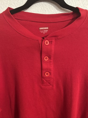 #ad Craftsman Shirt Mens X Large Red Heat Lite Thermal Waffle Knit Long Sleeve Work $17.87