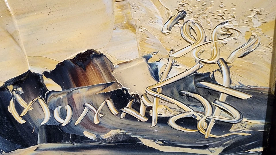 1981 Morris Katz Signed Original Oil Painting Clown Impasto Palette Knife - Image 4 of 4