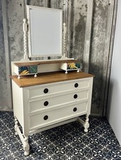Vintage Shabby Chic Dressing Table, Mirror With Floral Detail