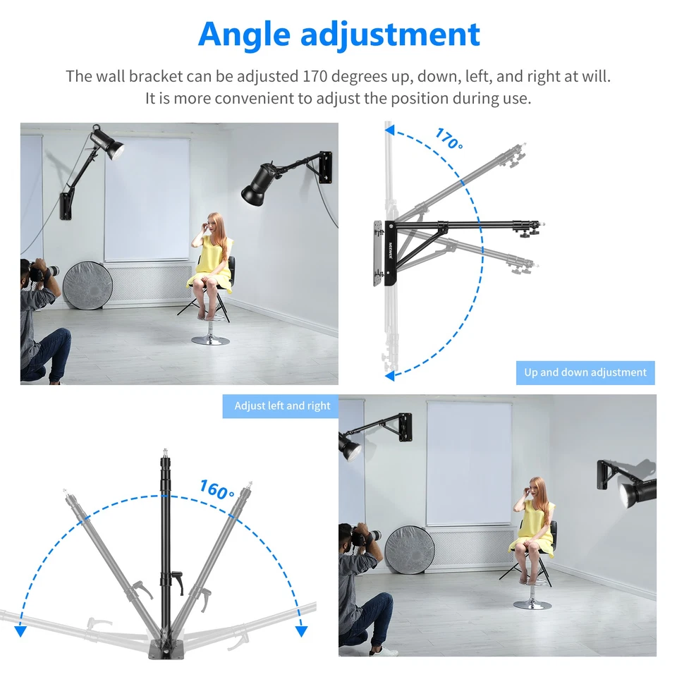 NEEWER Triangle Wall Mounting Boom Arm Max Length 51.1 inches for Studio Video - Image 4 of 4