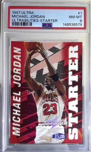 1997 ULTRA MICHAEL JORDAN ULTRABILITIES PSA 8 NM-MT BULLS NBA #1 BASKETBALL