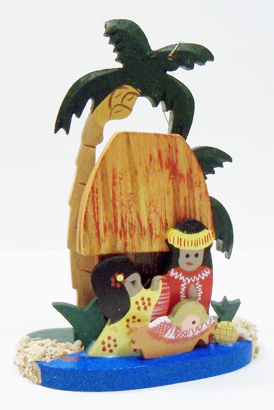 Nativity Creche Scene Schmid Emgee Wood Wooden Vintage 1983 Christmas Ornament