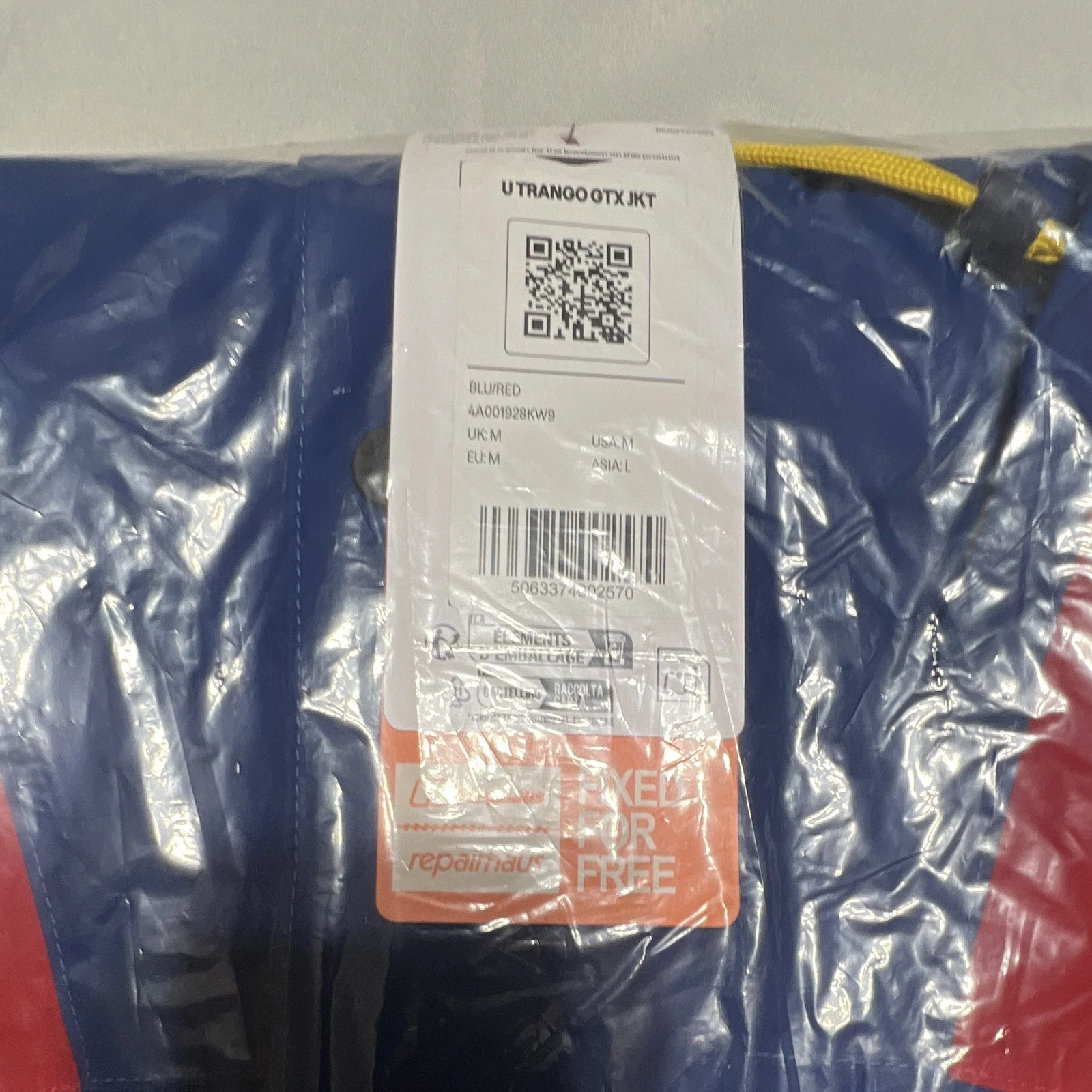 Berghaus GORE-TEX TRANGO GTX JKT Rain Coat Full Zip Men’s M Blue/Red/Yellow image 2