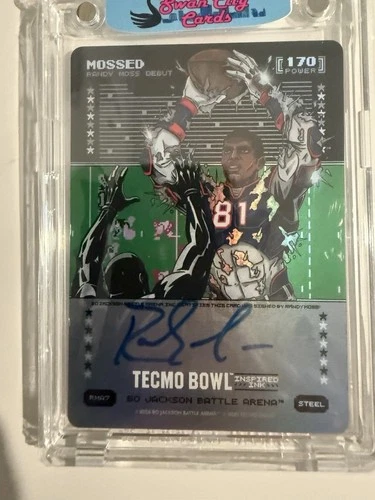 Mossed Randy Moss Auto Tecmo Bowl Bo Jackson Battle Arena Ink 170 Steel RMA7