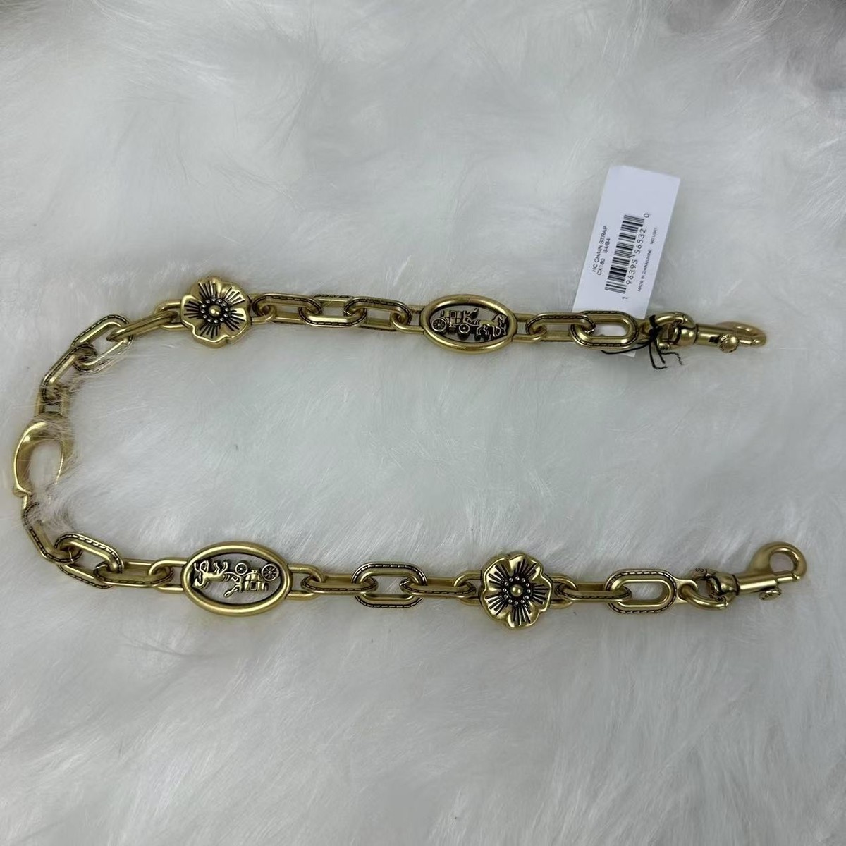 COACH HORSE & CARRIAGE TEA ROSE CHAIN STRAP BRASS/BRASS