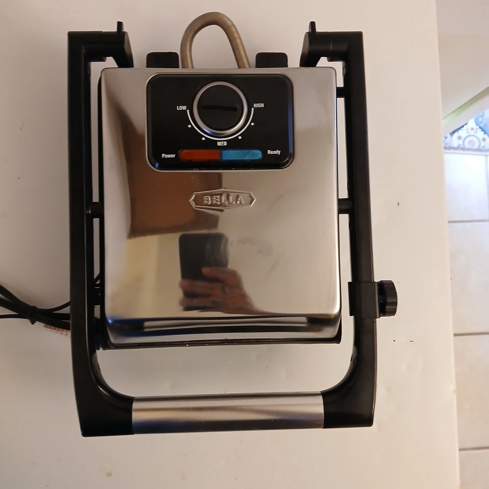 BELLA Sensio Panini Grill Non Stick Electric 1400 Watt Stainless Steel #GH-815 - Image 2 of 4