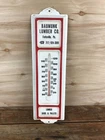 Vintage Tin Thermometer Baumunk Lumber Co White Metal Forksville PA Works!