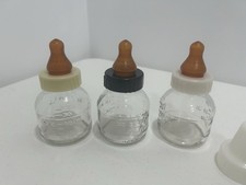 Vintage Glass Baby Bottles 3 Oz Preemie Old Latex Nipples Reborn Dolls DIY