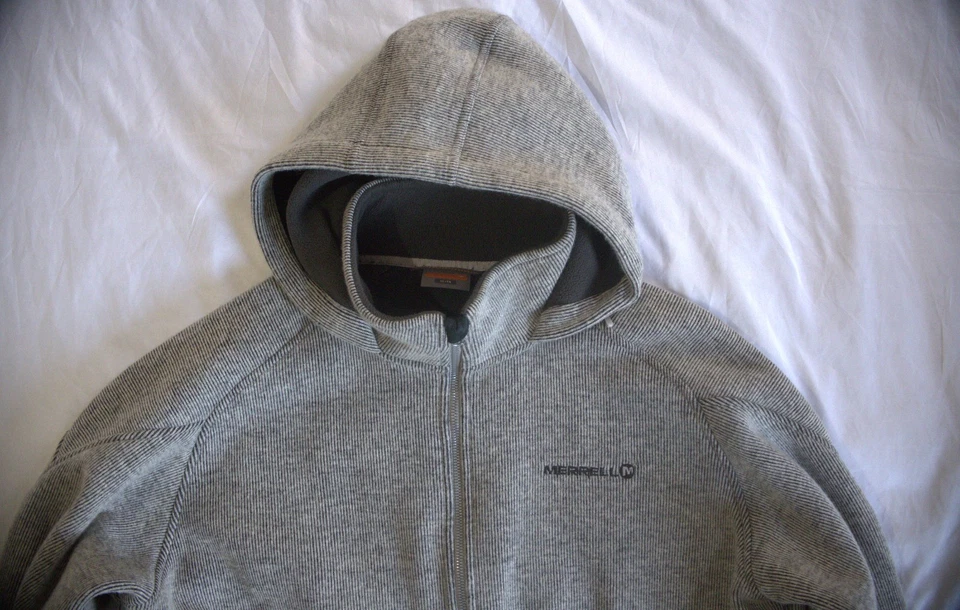 Merrell Wool Blend Knit Jacket Fleece Lined Hooded Full Zip Gray Men’s XL - Image 4 of 4