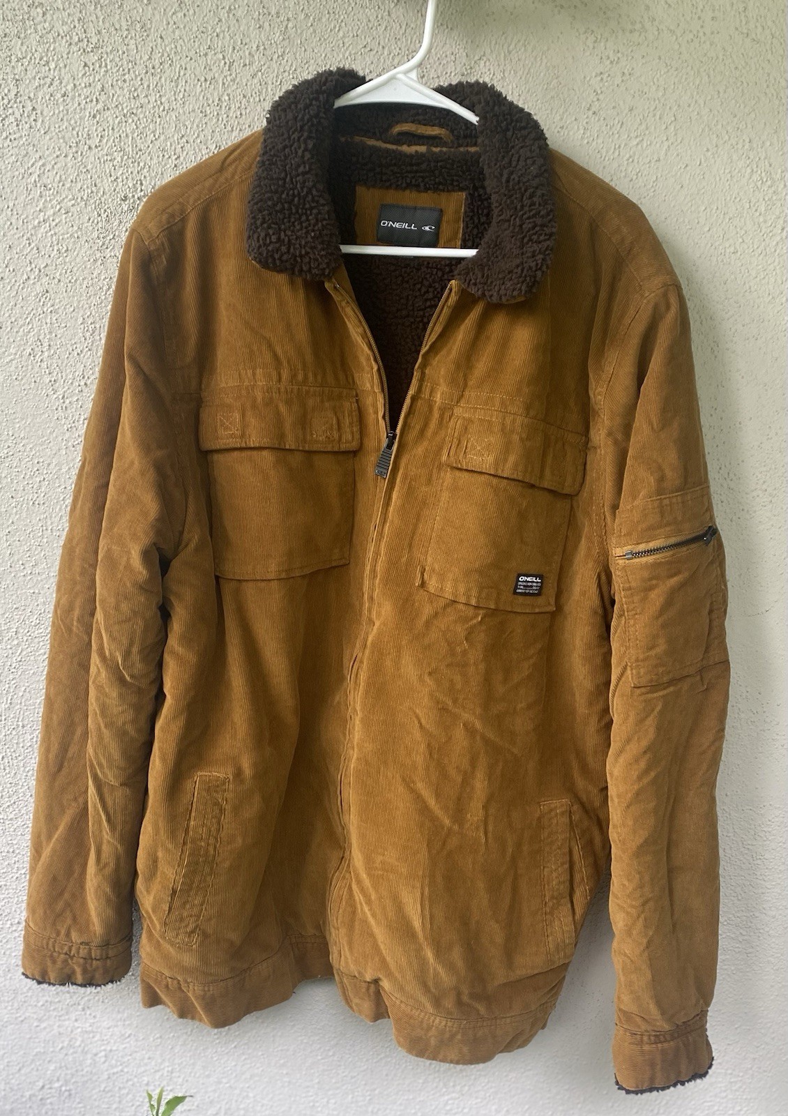 O'Neill Brown Full Zip Sherpa Collar Jacket Men's XL Logo Casual