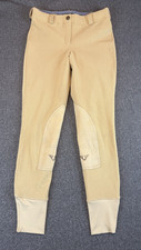 TuffRider Waist 26" Children's Lowrise Pull-On Knee Patch Jodhpurs Beige Knit