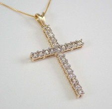 2Ct Round Cut White Moissanite Women's Cross Pendant 14K Yellow Gold Plated