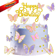 100Pcs Butterfly Cake Topper, Cupcake 8 inches, Pink  Purple