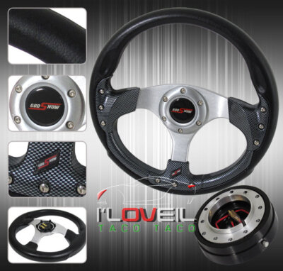 320mm Carbon Removable Steering Wheel W/ 1.5'' Quick Release & Horn Button