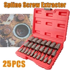 25pcs Multi-Spline Screw Extractor Set Hex Head Bit Socket Wrench Bolt Tool Kit