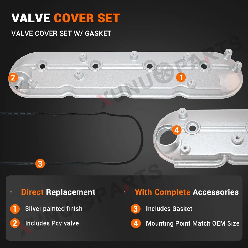 Juego de cubierta de válvula izquierda y derecha con junta para Chevy Silverado Sierra 1500 1999-2008 Foto 4 de 4