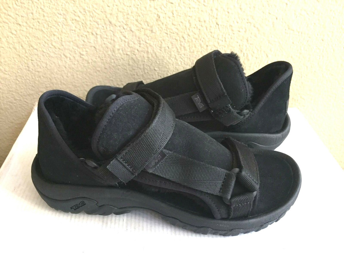 UGG / TEVA COLLAB ALL GENDER BLACK SHEEPSKIN SPORTY SANDALS 