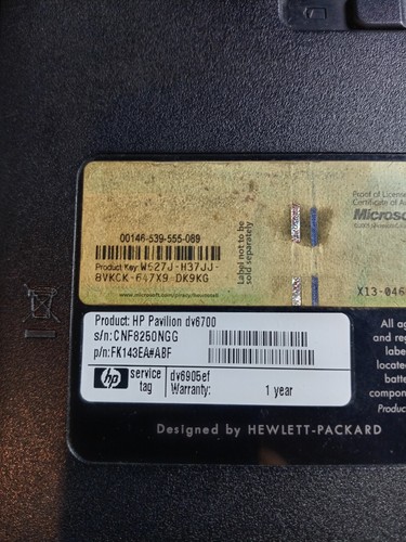 Plasturgie Basse inférieur Originale HP Pavilion DV6700 HSTNN-Q33C - Afbeelding 4 van 10