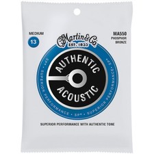 Martin MA550 SP Phosphor Bronze Medium Authentic Acoustic Guitar Strings, New