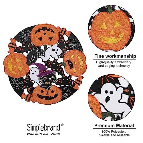 Herbst Thanksgiving Kürbis Tischsets 4er Set, 15" 15" rund 4 Stück Halloween - Bild 2 von 7