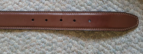 Used Genuine Leather Brown Belt George 44 Inches Handmade Core Buckle Nice - Picture 4 of 7