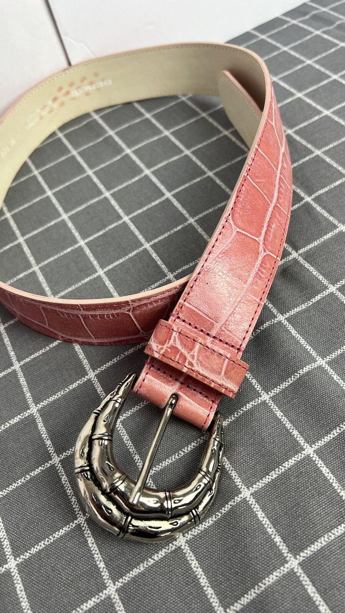 Berge Italian Leather Belt Size Med Ladies Silver Tone  display picture 2
