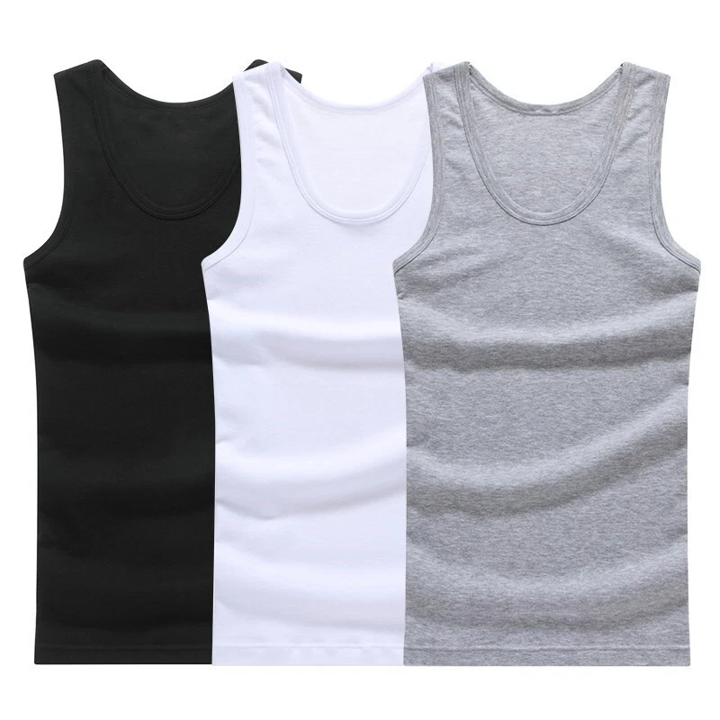 3-12 Pack Men 100% Cotton Tagless Ribbed Tank Top A-Shirt Wife Beater Undershirt - Image 4 of 4