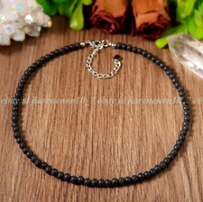 4mm Lava Rock Choker Delicate Stone Beads Necklace Crystal Dainty Choker 16-28"