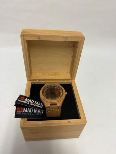 *NIB* Mad Man Mens Nova Analog Watch Bamboo/Leather - Picture 4 of 7
