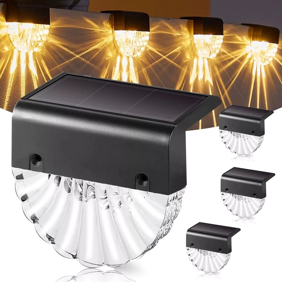 4pc Solar LED Deck Lights Path Garden Patio Pathway Stairs Step Fence Lamp - Image 3 of 4