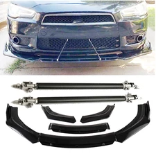 For Mitsubishi Lancer Bumper Lip Spoiler Splitter Body Kit + Strut Rods Glossy