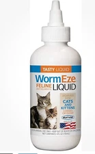 WormEze Liquid Feline Anthemintic 4 oz Wormer for Cats Kittens 6 Weeks or Older