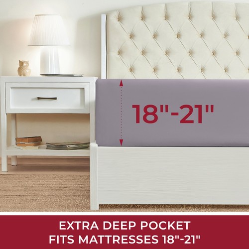 Mellanni Fitted Sheet Microfiber Extra Deep Pocket Up To 21" Deep Mattress - Picture 83 of 137