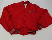 Vintage Snap On Tools Red Satin Windbreaker Jacket Men's L Lined Coat USA Made