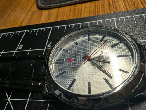 Vintage Men's Luis Cardini Watch, Silver Tone w/ Black Band, UNTESTED - Picture 4 of 10