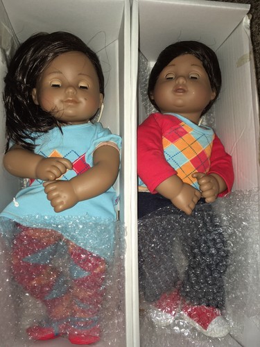 BITTY TWINS American Girl RETIRED B/G Medium Skintone in Argyle Outfits 2010  - Picture 1 of 5