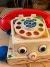 VINTAGE 1961 RETRO FISHER PRICE PULL ALONG CHATTER TELEPHONE PHONE TOY 747