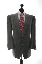 Harris Tweed Sakko Jackett 27 grau meliert einreihig 2-Knopf 100% Schurwolle