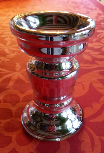 Kerzenhalter Kerzenständer Kerzenleuchter Silberglas Bauernsilber H 15,5 cm NEU!