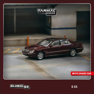 Tarmac Works 1:64 MB S 55 Bordeaux Red Metallic Diecast Model Car