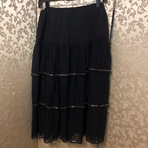 Mercedes & Adrienne Black Beaded Top Skirt 2PC Set Size 4 6 - Picture 8 of 11