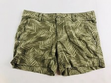 Sonoma Shorts, Women's Size 4, Green, Linen Blend, Floral Leaves