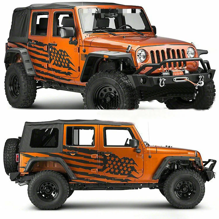 Graphics American Flag Sticker Kit For Jeep Wrangler Rubicon 4 Door Fender Decal - Image 4 of 4