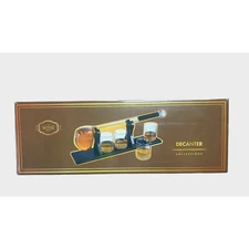 The Wine Savant Golf Club Whiskey Decanter and 4 Liquor Glasses Set NIB 