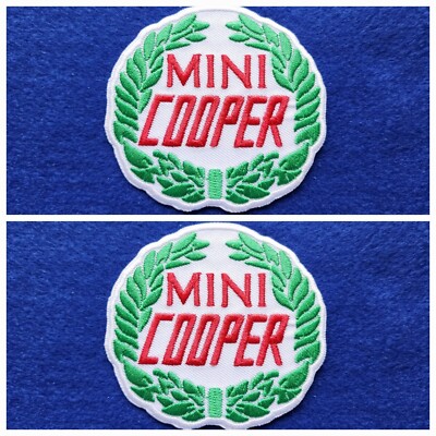 Ein Paar Motorsport Patches Aufnäher / Bügelbild Abzeichen: - Mini Cooper Laurel